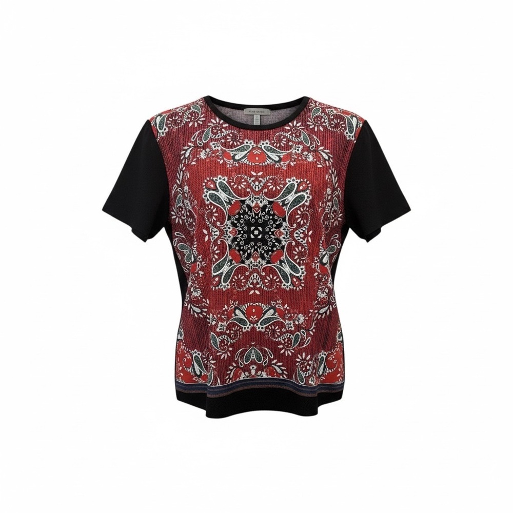 Zara Red and Black Paisley Women's Top